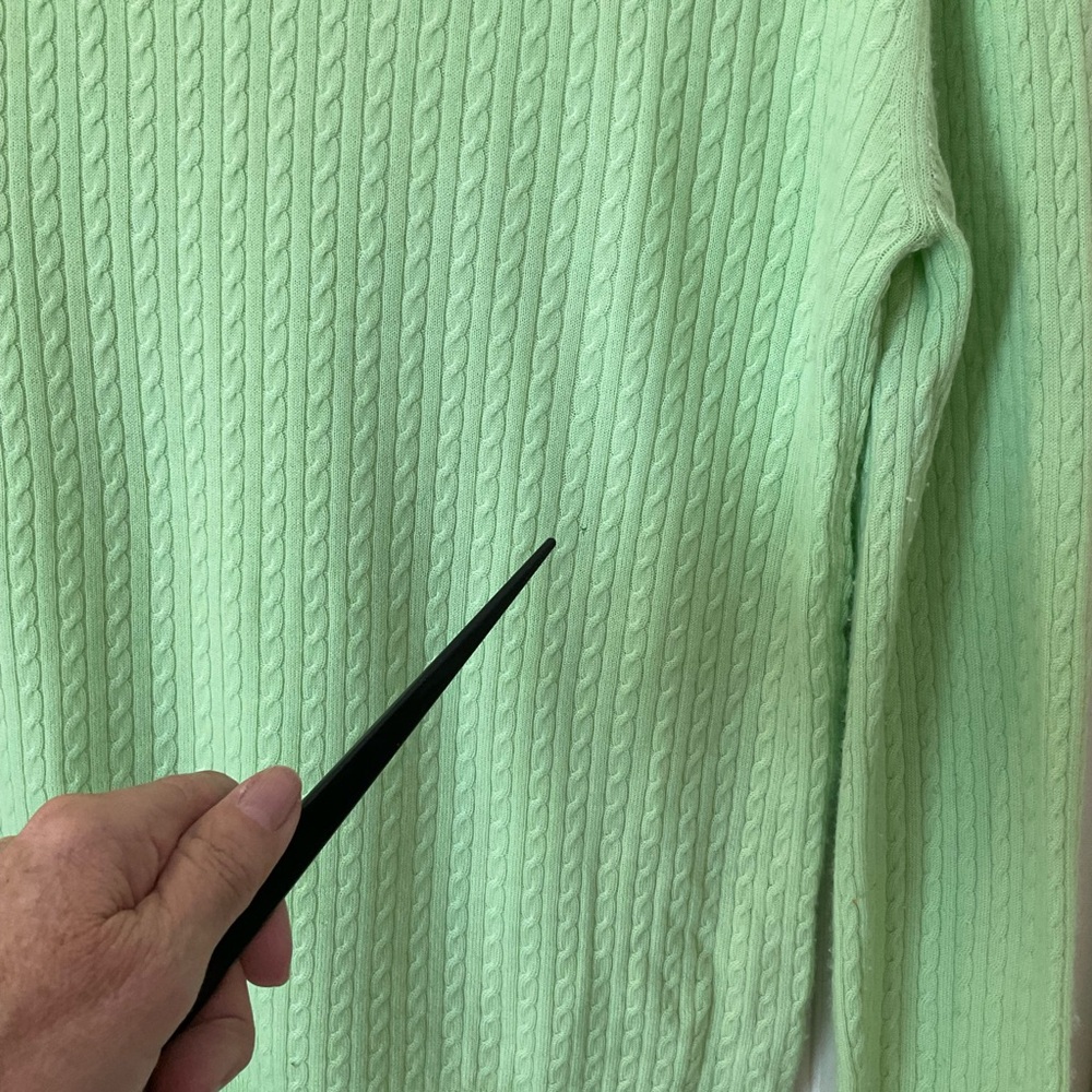 Lilly Pulitzer Cashmere Cable Knit Sweater, Light Green, Long Sleeve Crew, Sz M - Picture 6 of 8